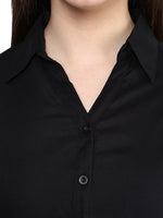 Women Black Regular Fit Solid Casual Shirt