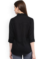 Women Black Regular Fit Solid Casual Shirt